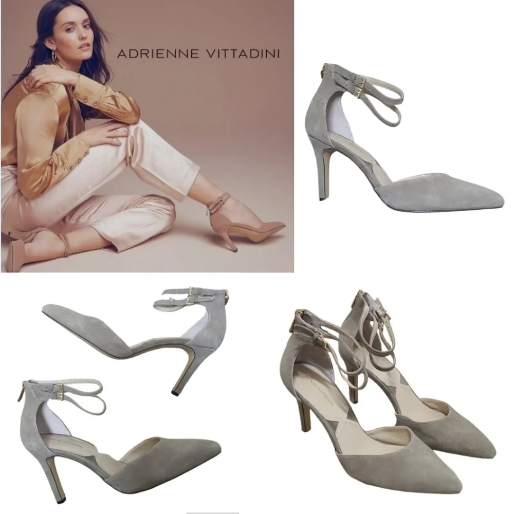 Adrienne Vittadini Taupe Suede Heels Size 9M